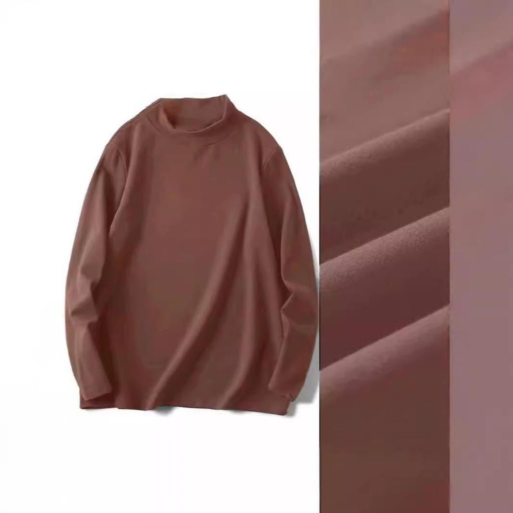 Unisex Thermal Half-Turtleneck Long Sleeve Tee for Autumn/Winter