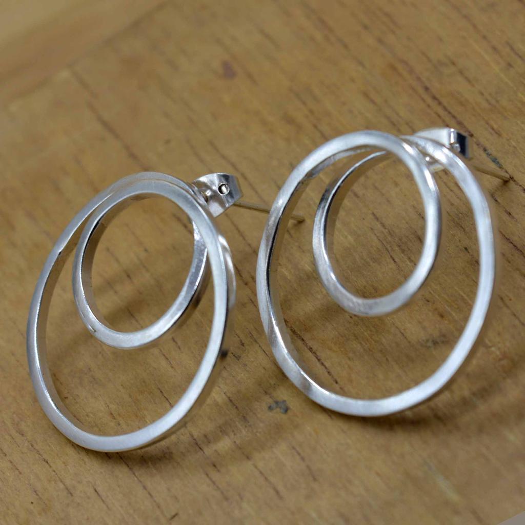 925 Sterling Silver Sprinkle Earrings, Round Handmade Stud Earrings, Gift For Her