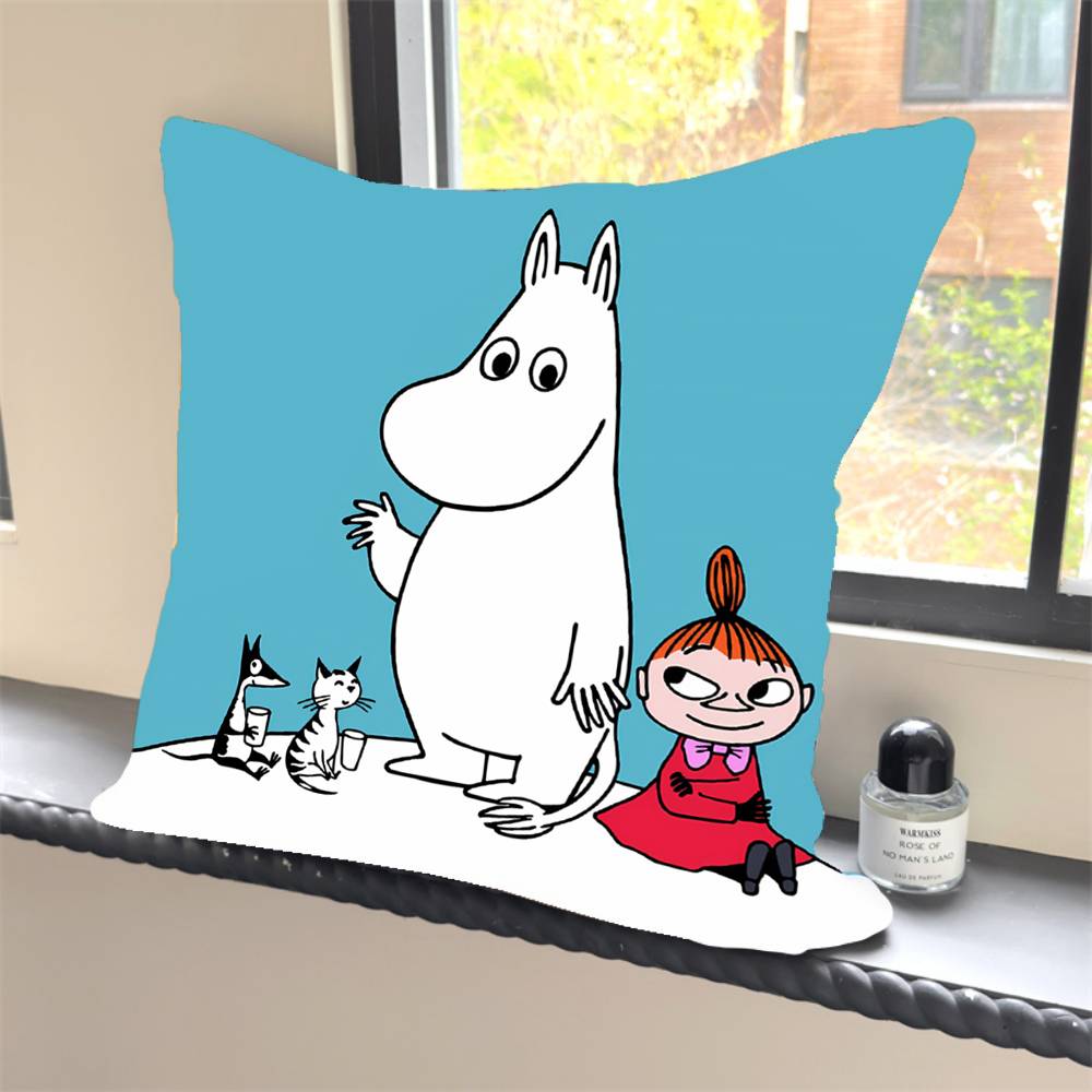 

1 шт. Мила мультяшна наволочка N-MoominS Квадратна для спальні, дивана, дозвілля, комфортна подушка, прикраса для автомобіля, дому 12x12Inch