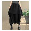 DIMANAF 2026 Summer Beach Plus Size Solid Black Long Pants Women Elastic Waist Loose Vintage Casual Trousers Skirt Pants Bottoms