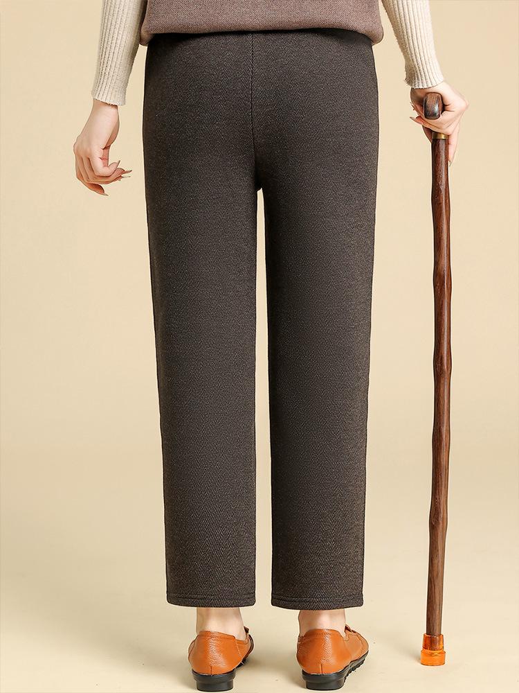 Pantaloni in Lana Foderati in Pile da Donna per Anziani - Larghi, Dritti, Stile Autunno/Inverno