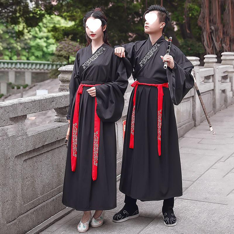 Maturitný Hanfu: Tradičný štýl obleku s prekríženým golierom pre ženy, mužov a páry – Perfektná uniforma pre študentov.