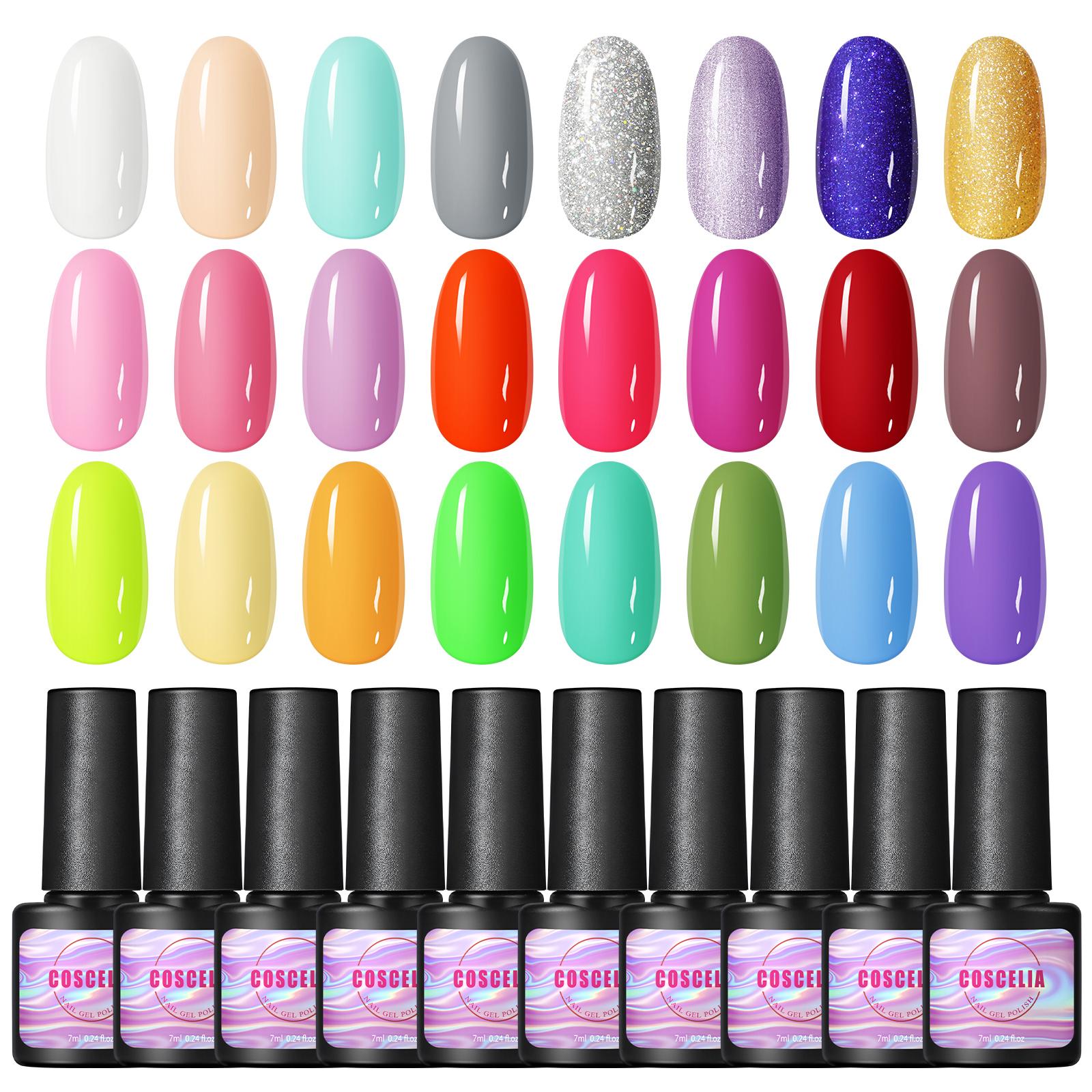 

COSCELIA Набор гель-лаков для ногтей 24 шт. 7 мл Soak Off UV LED Набор гель-лаков для ногтей Полуперманентный лак для ногтей Гели для ногтей Лак Салон Домашний рождественский подарочный набор