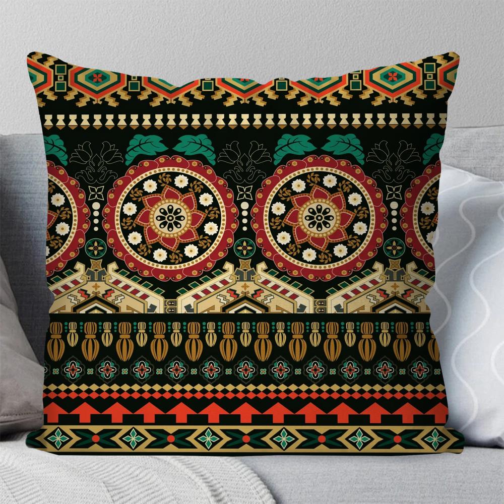 1 Stück Böhmische Blumenmuster Kissenbezug Quadratisches Kissen Schlafzimmer Sofa Freizeit Komfort Kissen Auto Wohnzimmer Heimdekoration 40X40