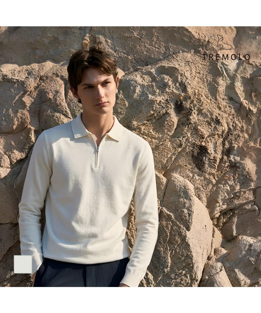TREMOLO Y-Collar Zip-Up T-Shirt_Trhal5Sc581