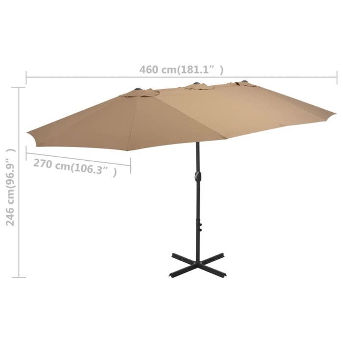 VidaXL Outdoor Parasol and Aluminum Pole, Patio Sunshade, Sun Shelter, Outdoor Terrace Parasol, 460 44870