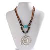 Vintage Silver Spirals Pendant Necklace Adjustable Length Neckchain Natural Turquoise Bead Choker Accessory for Women