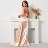 Solid Color Satin One-Shoulder High-Waist Fishtail Evening Wedding Dress