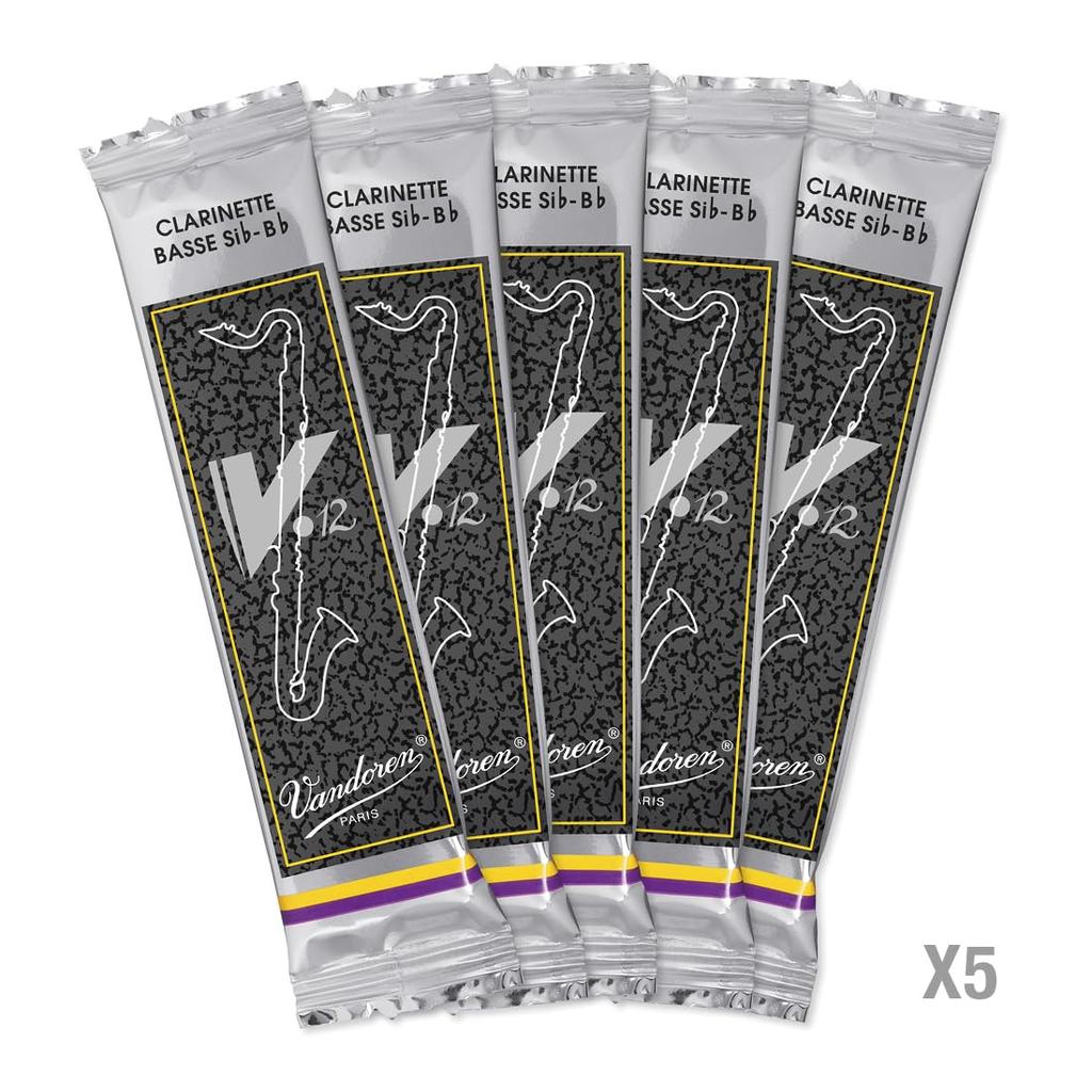 Vandoren Bass Clarinet Reeds V.12, Hardness: 3 (Pack of 5)