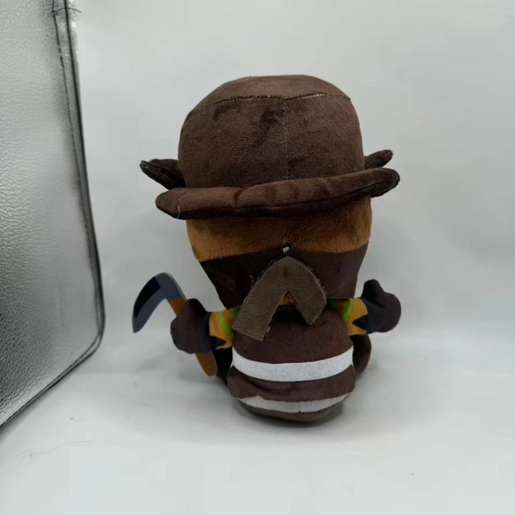25Cm Groundskeeper Plush Toy From Doors Game Cute Horror Character Doll With Hat And Scythe Soft Stuffed Animal For Kids Gift