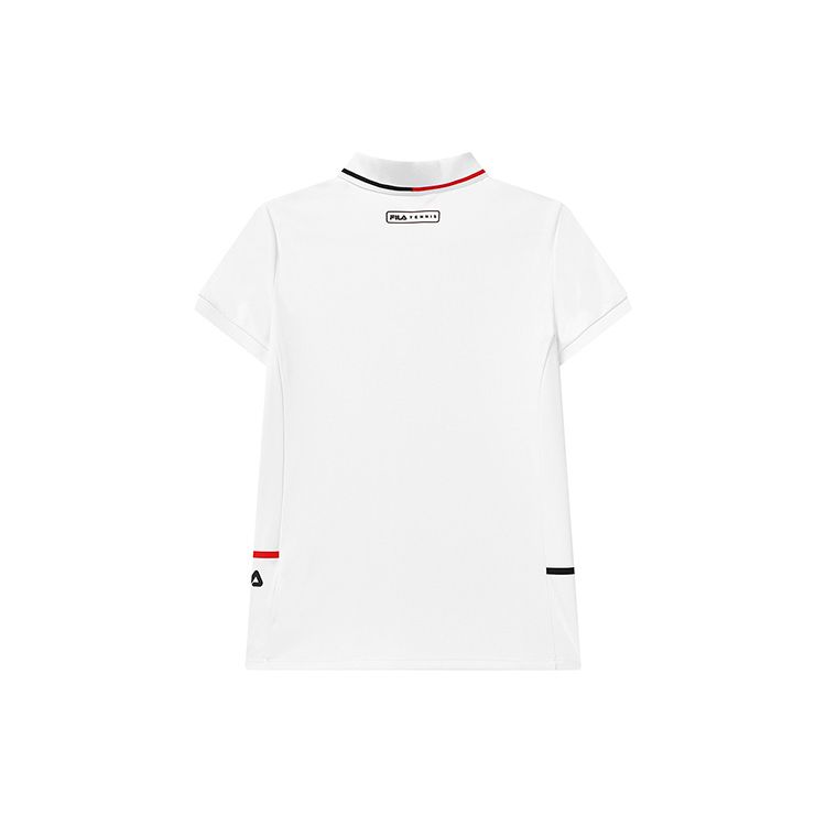 FILA Athletics Solid Logo Tennis Sports Leisure Knit Short Sleeve Polo Shirt Women tops Jade-White A11W223103FWT