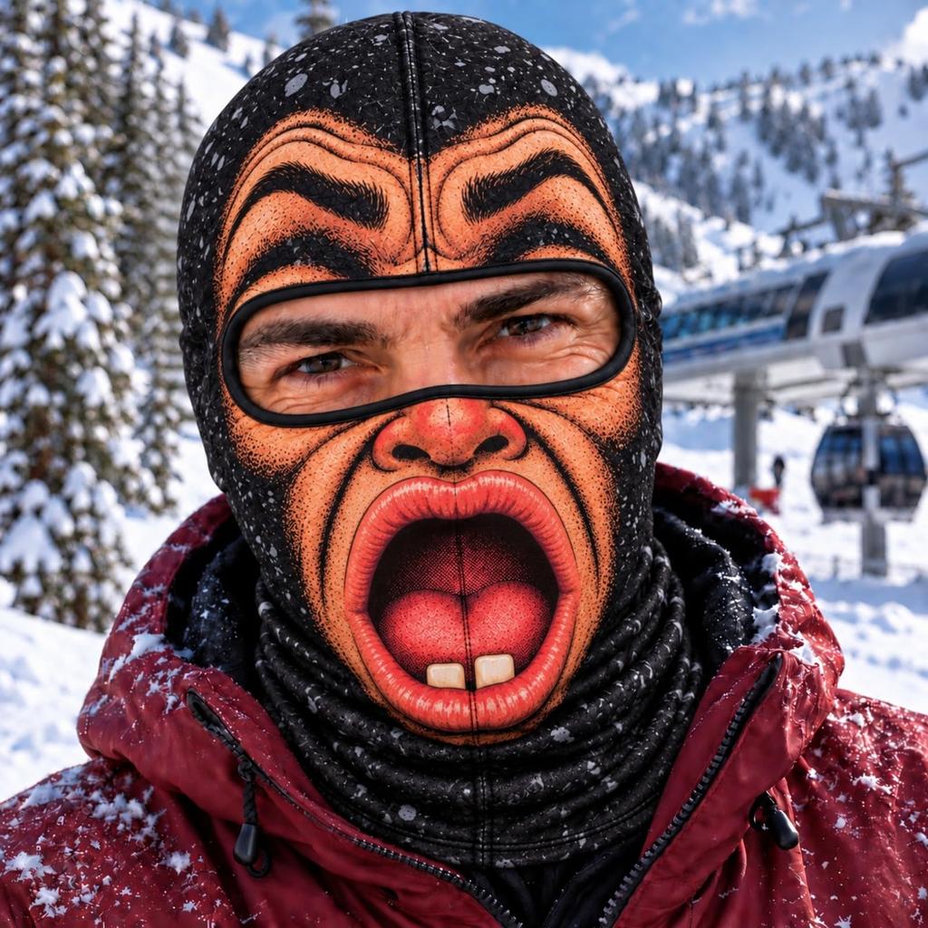 Gorro Bufanda de Esquí Divertido con Estampado 3D de Invierno para Hombres, para Deportes al Aire Libre