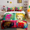 Pop Art Colorful Female Portrait Bedding Duvet Cover Set Duvet Cover Pillowcases (1*Duvet Cover 2*Pillowcases, Without Duvet Insert)