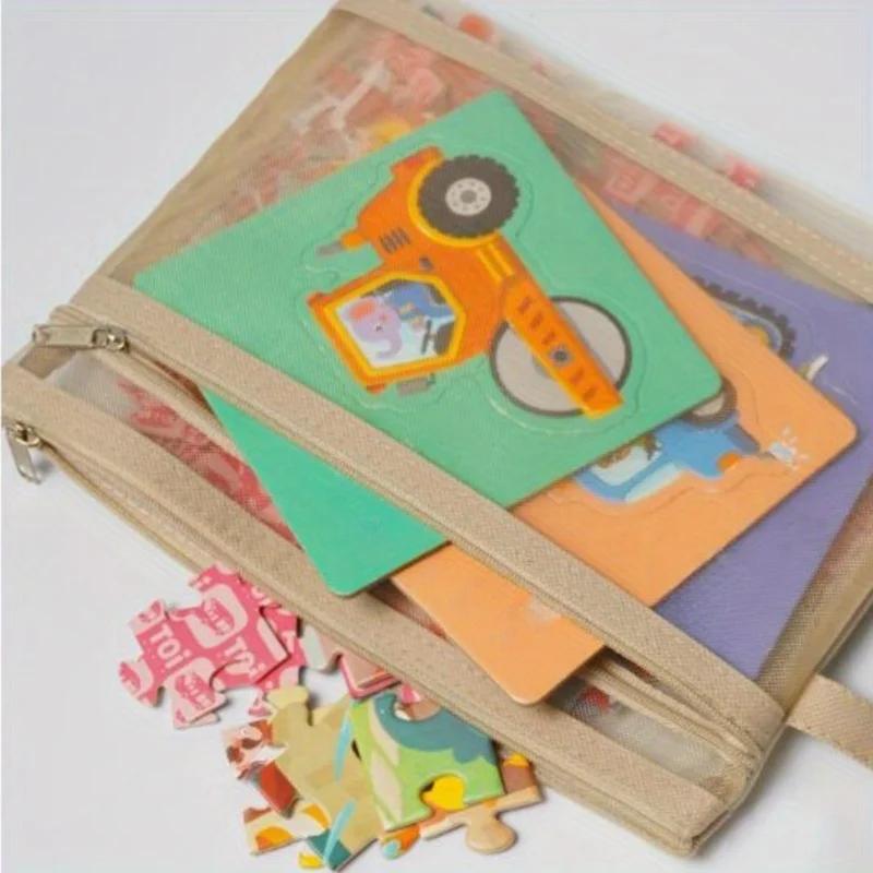 A4/A5 Morandi Double-layer Transparent Nylon Mesh Student Test Paper Classification Material Storage Bag,file Bag,pen Bag