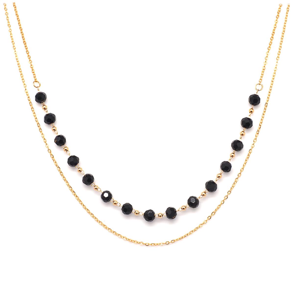 

Les Trésors De Lily [Q2581] - Дизайнерское колье из стали Бохо из черного золота (2 ряда) - жемчуг 4 мм