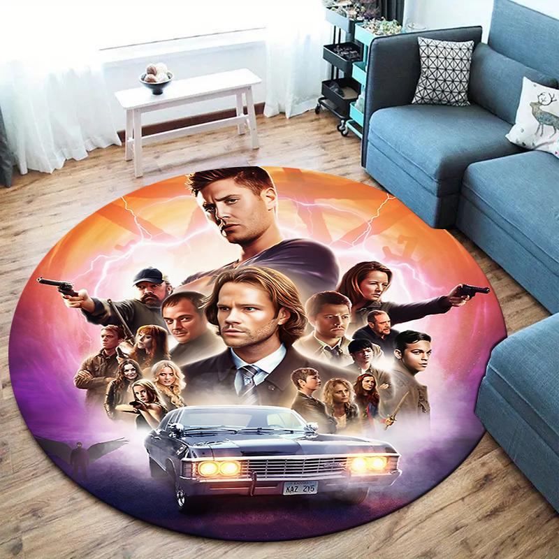 Supernatural Round Area Rug,Carpet Rug for Living Room Bedroom Sofa Playroom Decor,Non-slip Floor Mat