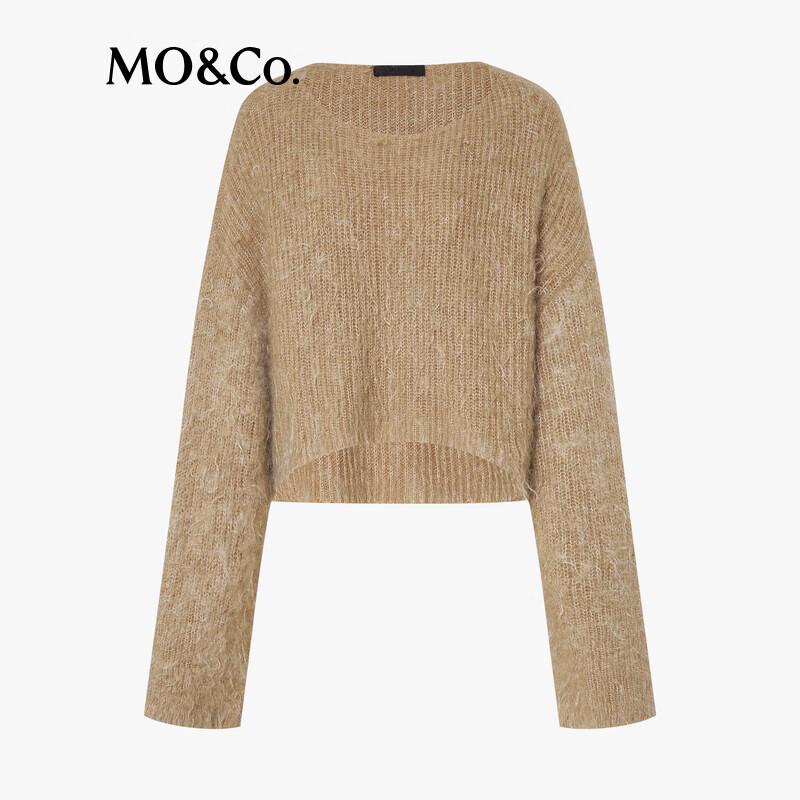 MO&Co. Autumn Hand-Brushed Mohair Wool Blend Loose Sweater