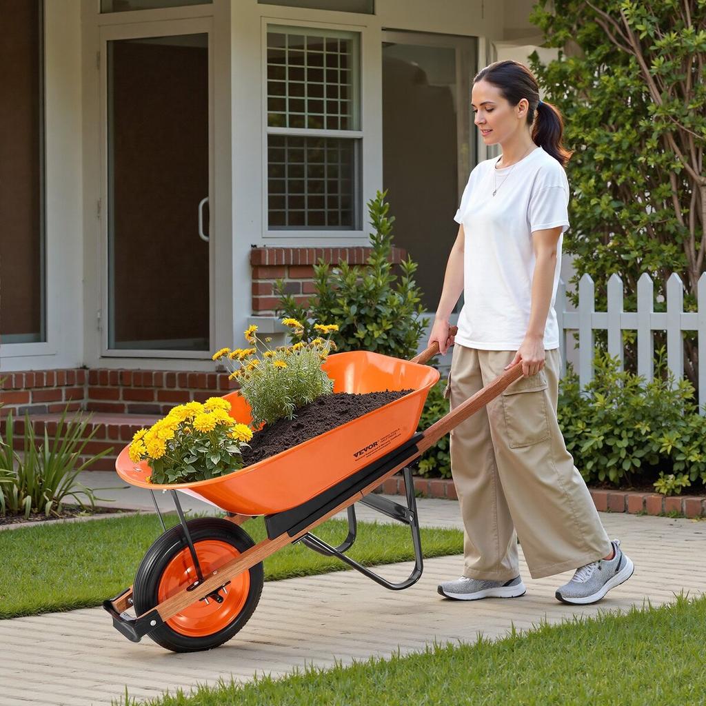 Wheelbarrow Cart One Wheel Garden Dump Cart 330 lbs Yard Utility Cart