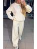 Autumn/Winter 2024 Women's Round Neck Rhinestone Hoodie & Sweatpants Set