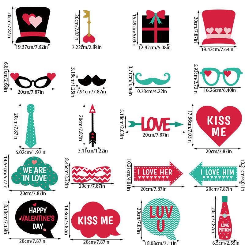 Photo Valentines Day Booth Decor Kit With Paper Frames For Kids Adults Fun Photo