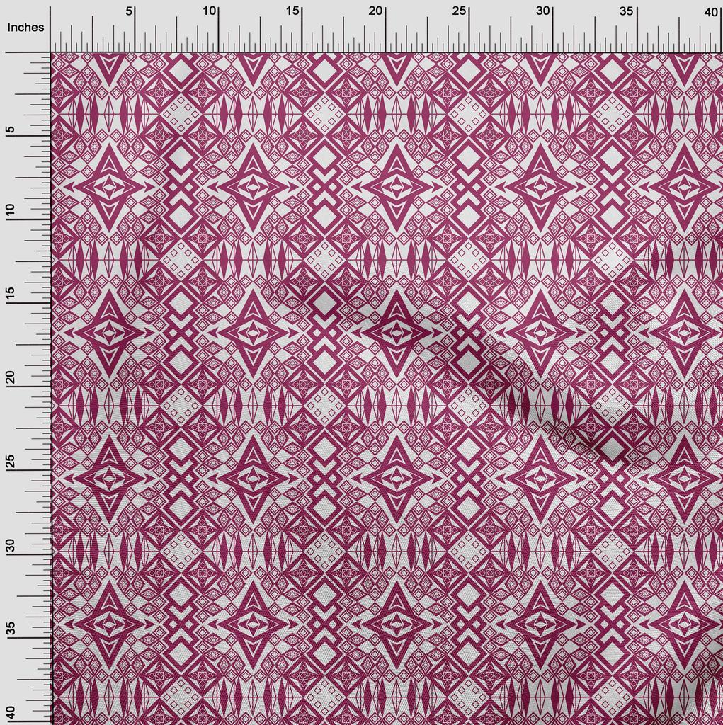 oneOone Cotton Poplin Dark Magenta Fabric Ikat Diy Clothing Quilting Fabric Print Fabric By Yard 42 Inch