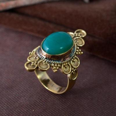 Green Onyx Oval Gemstone Ring, Solid 925 Sterling Silver Ring, Handmade Designer Ring, Birthstone Ring, Bohemian Ring, Gold Ring