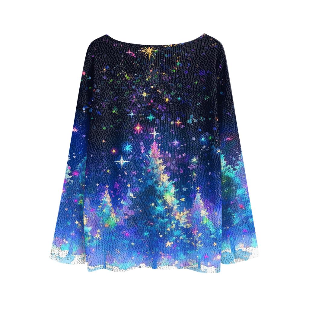Damenmode Weihnachtsdruck Leichter Pullover Lässig Langärmlig Strick-Pullover-Oberteil