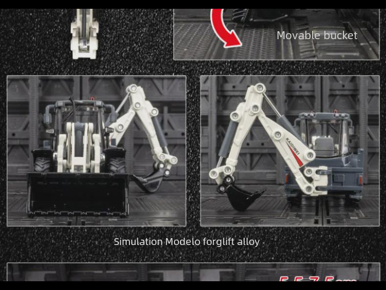 Simulation Double-Head Forklift & Excavator Alloy Model for Kids