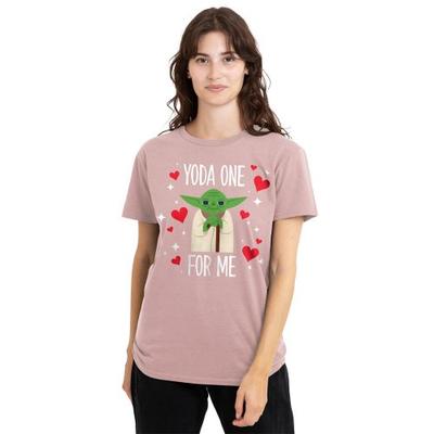 Womens/Ladies One For Me Baby Yoda Valentine`s Day T-Shirt