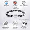 New Box Chain Bracelet for Men,Stainless Steel Black Nylon Rope Wrapped Chain Wristband,Hip Hop Punk Father's Day Gift