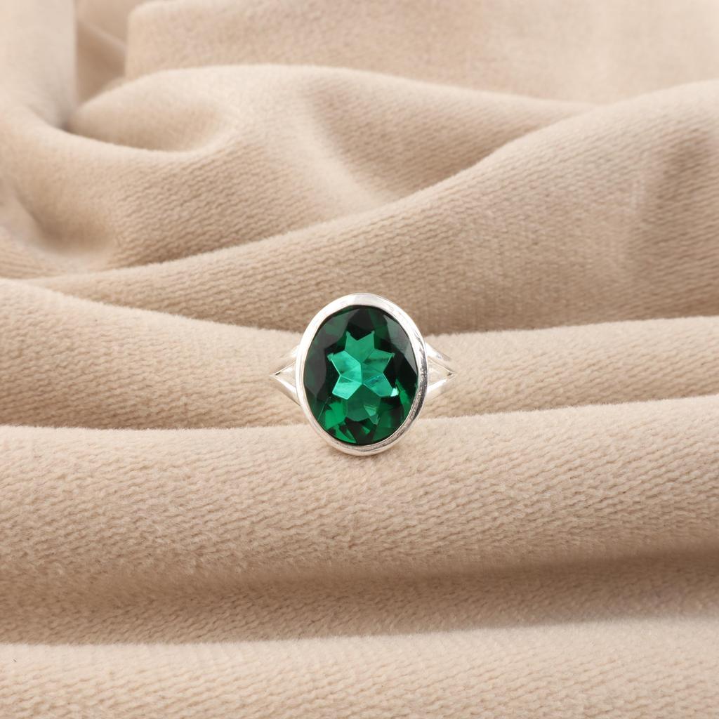 Gema Diópsido de Cromo Plata de Ley 925 Joyería Hecha a Mano Anillo de Diseñador Para Regalo de Aniversario RR-80-14