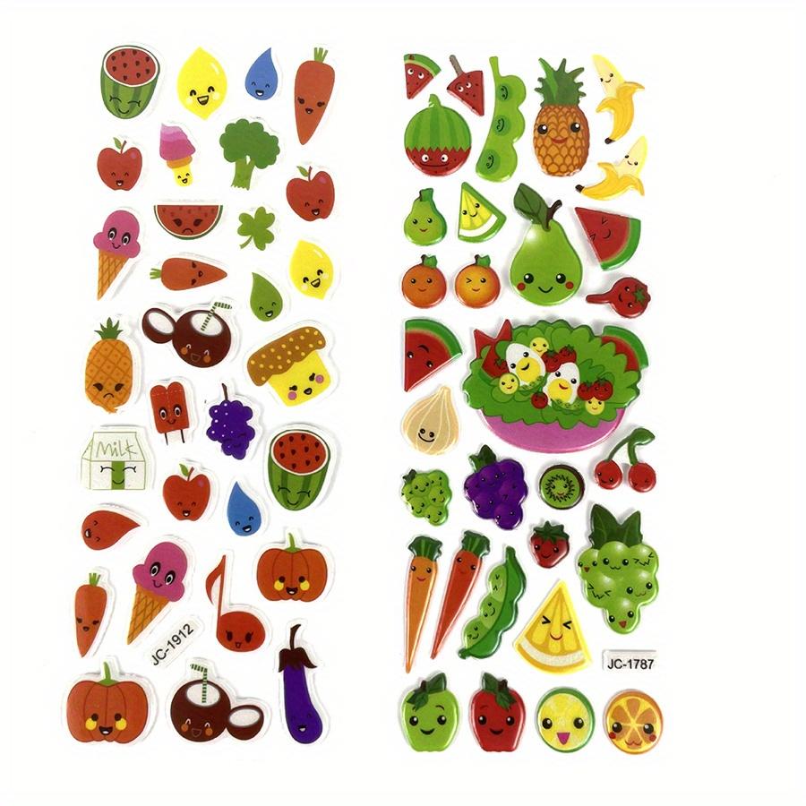 6 Sheets 3D Puffy Stickers Foam Vegetable Fruit Stickers Colored Sticker for Scrapbooking Teacher Reward Sticker DIY JXB