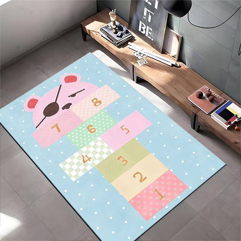 Cute Panda Hopscotch Rug for Kids Suitable for use as an anti-slip game mat for living room and bedroom sofas