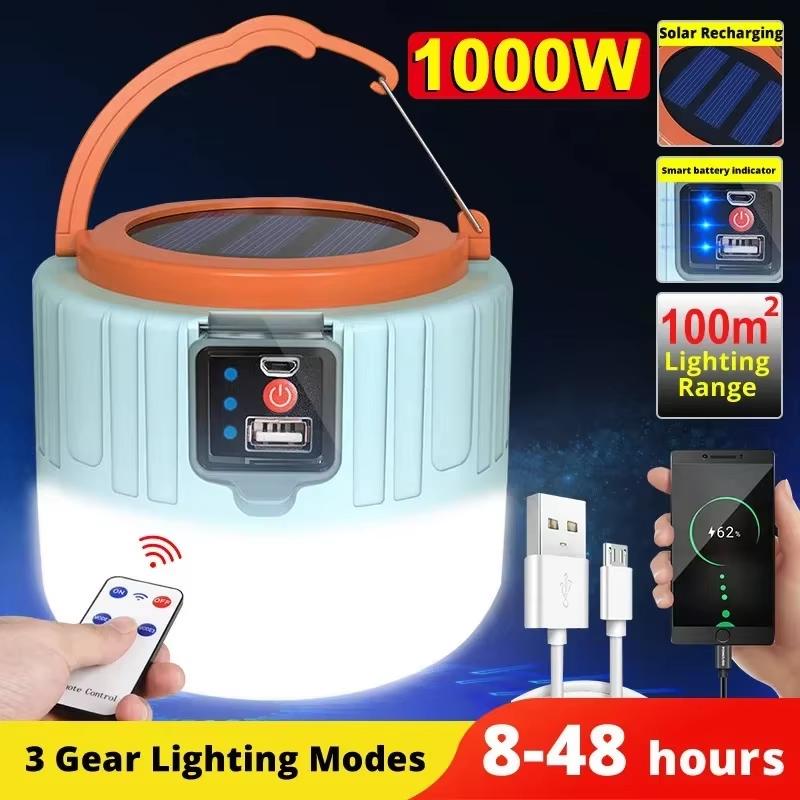 LED Camping Light Rechargeable Waterproof Portable Outdoor Hiking Emergency Lights Bright Tent Lamp Lantern Flashlight Camping