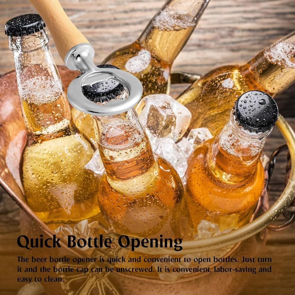 Pack of 4 Bottle Opener Blanks Metal Thread Beer Opener, Zinc Alloy Inserts Kits Beer Bottle Opener, Bottle Opener Blank Wood Bottle Cap Opener Beer