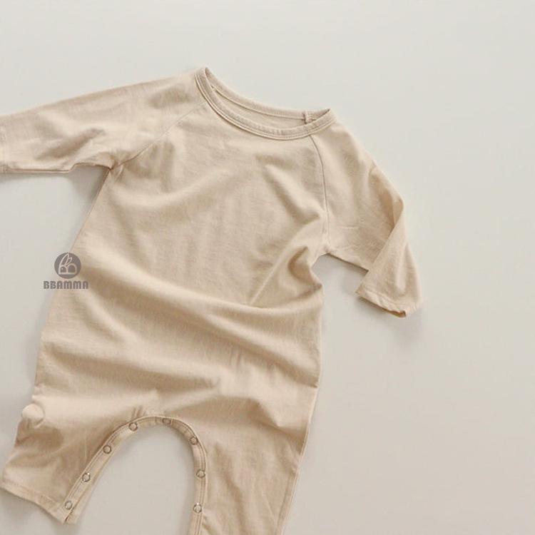 2025 Autumn Korean Baby Solid Color Long Sleeve Bodysuit Romper with Newborn Diaper Cover