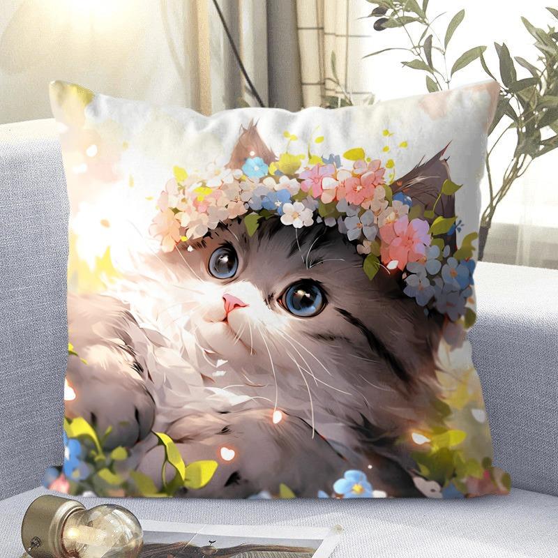 

Милий кіт візерунок декоративна наволочка вітальня спальня квадратна подушка наволочка 40x40cm