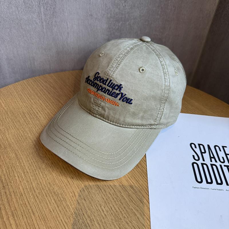 Vintage Letter Embroidered Baseball Cap With Curved Brim For Casual Summer Wear