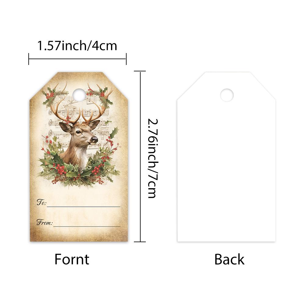 40pcs, Christmas tags, gift labels, party decorations, DIY, packaging embellishments, greeting cards, party cards, jute twine