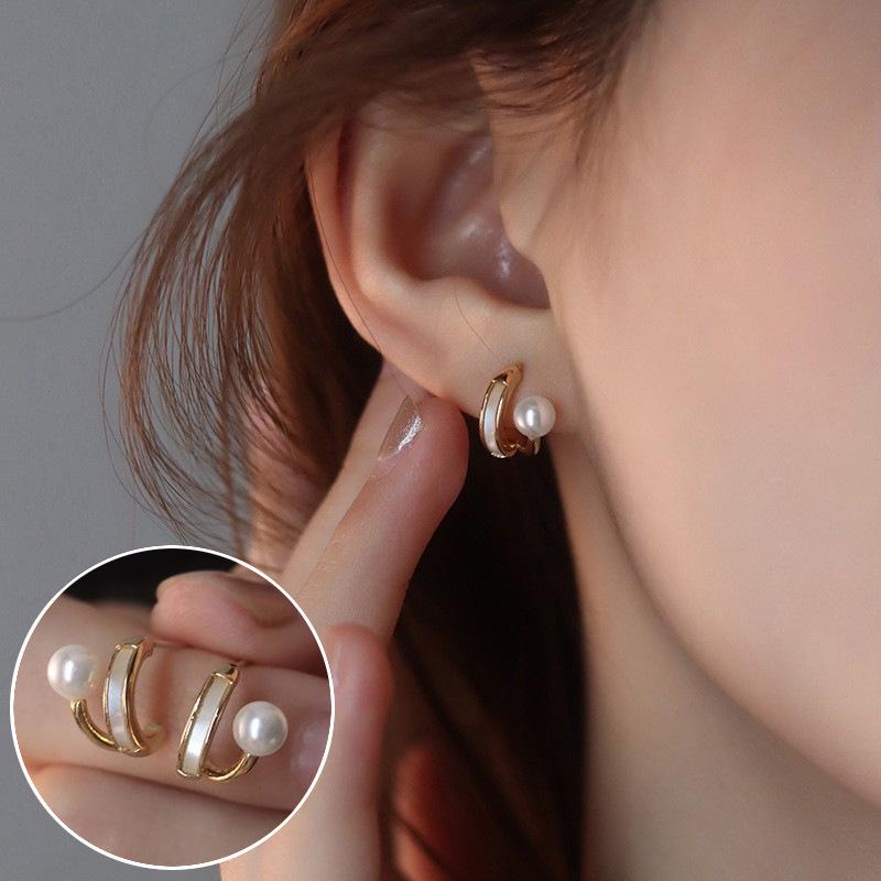 Korean Style S925 Sterling Silver Multi-Layer Pearl No-Pierce Ear Cuff – Women's Retro Elegant Earrings, Niche Ear Jewelry.