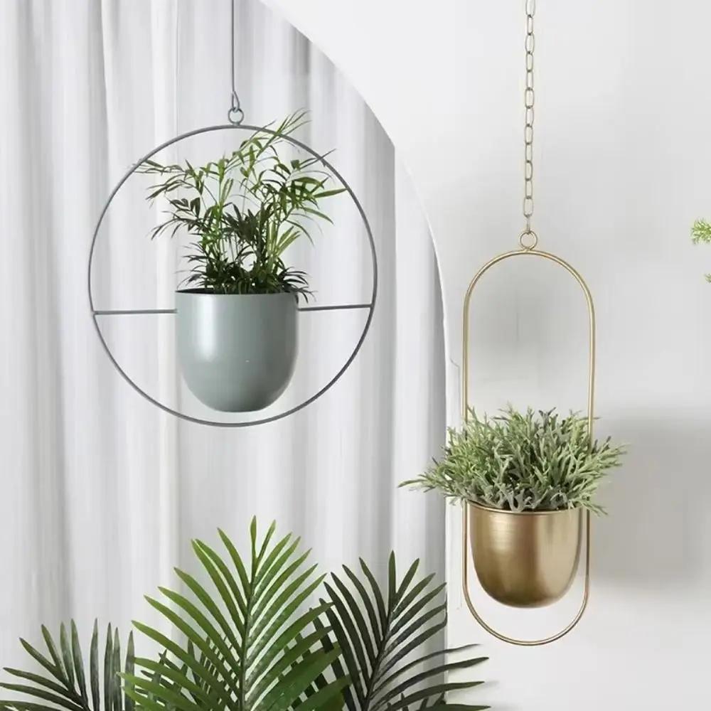 Maceta de Hierro Simple Cubo Colgante con Gancho Maceta Colgante Cesta Colgante para Plantas Decoración del Hogar Maceta
