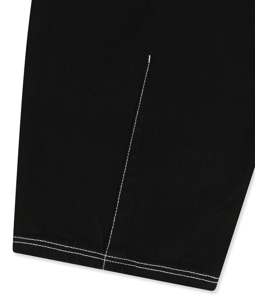 Brown Balloon Denim Pants - Black