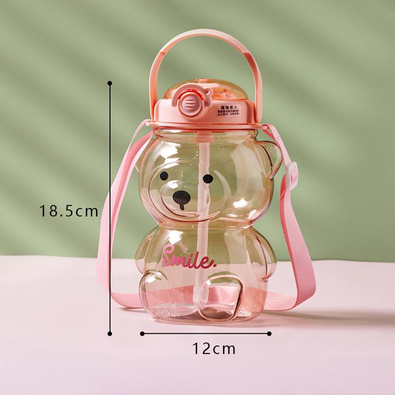 1000ml Bär Sippy Cup Kinder tragbare Rucksack Wasserflasche Becher mit Stroh