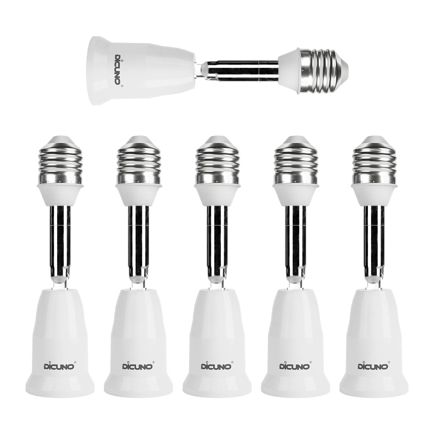 

Адаптер-удлинитель патрона DiCUNO E26 на E26, регулируемый угол, удлиняет примерно на 11,5 см, огнестойкий PBT, набор из 6 штук