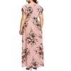 Women's Casual Floral Print V-Neck Ruffle Sleeveless Plus Size Dress Long
