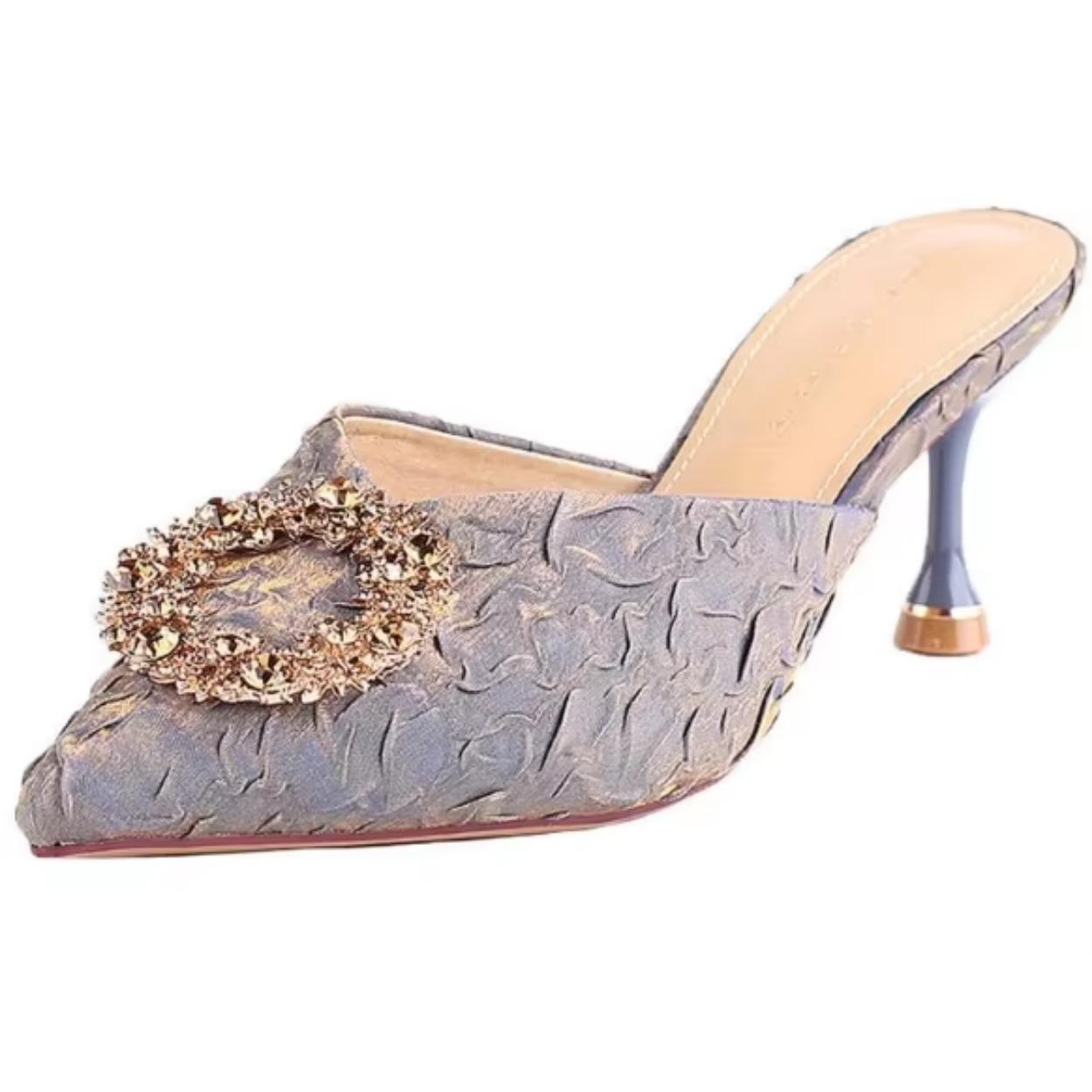 

2025 Новые черные босоножки на высоком каблуке с застежкой-молнией, сексуальные летние туфли-полушлепки для женщин на весну 40