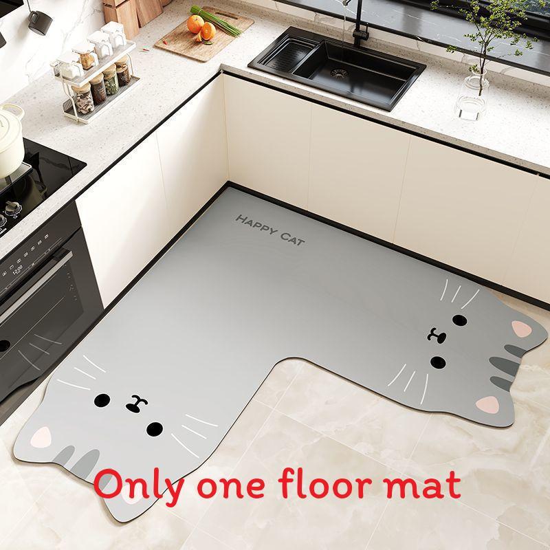 Cartoon Animal Kitchen Mat With Water Absorption Nonslip Silicone Diatom Mud For Home And Cooking Use