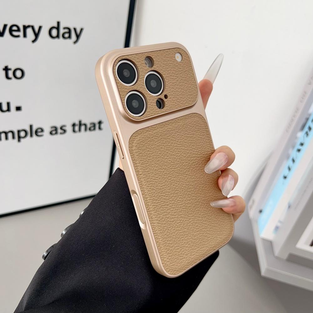 Original Frosted PU Leather Texture Phone Case For iPhone 17 Air 16 15 14 13 Pro Max Nonslip Shockproof Soft Orange Bumper Cover