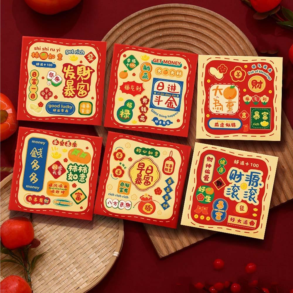 

6pcs Cartoon 2026 New Year Red Envelope Cute Horse Traditional Chinese Horse Year Money Envelope Year of Horse Blessings 5x5x5cm