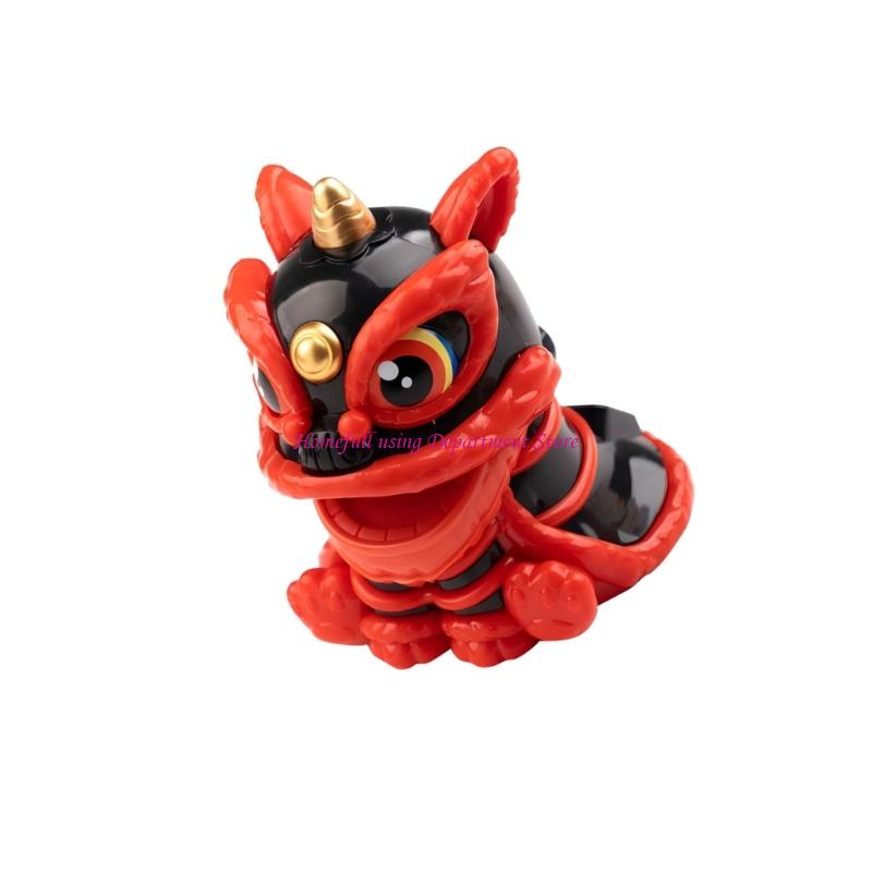 Lucky Lions Dance Solar Car Decoration Traditional Festival Dashboards Ornament Easy Installation For Home And Vehicle